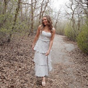 Show Me Your MuMu Light Blue Floral Tiered Maxi Dress